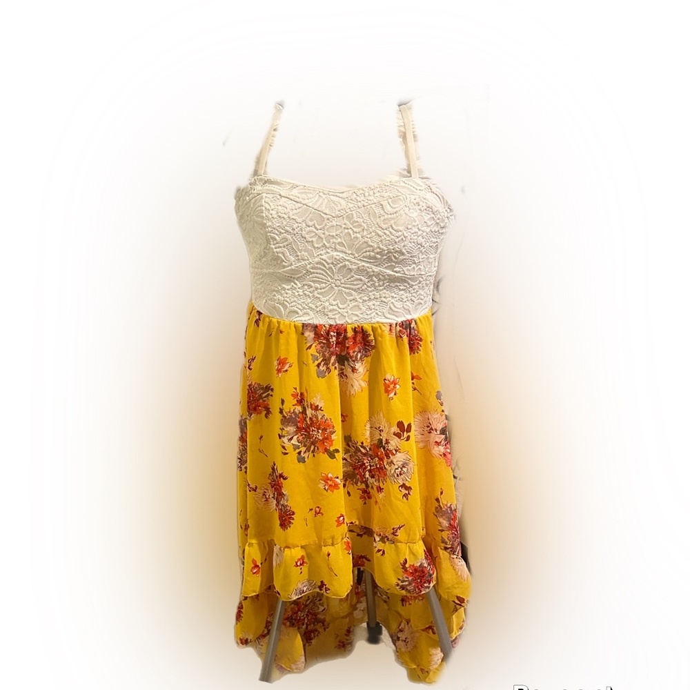 AUW White and Yellow High Low Sundress